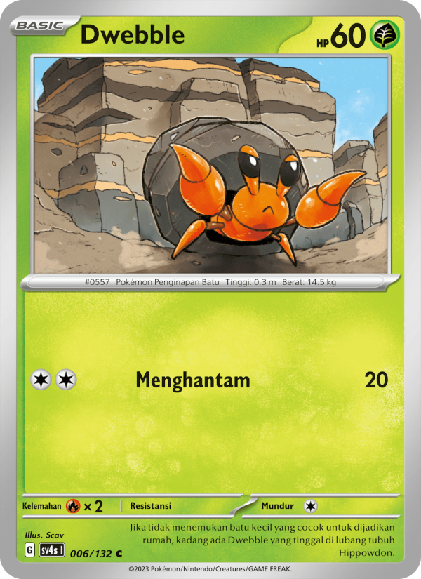 Dwebble 006/132 — Pertemuan Paradoks (Indonesian Pokémon TCG card)