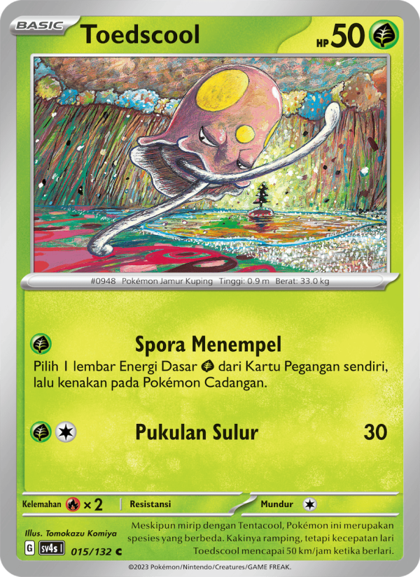 Toedscool 015/132 — Pertemuan Paradoks (Indonesian Pokémon TCG card)