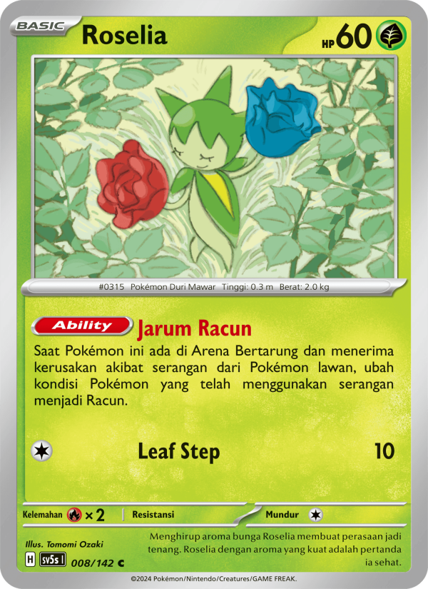 Roselia 008 — Paradoks Andalan (Indonesian Pokémon TCG card)