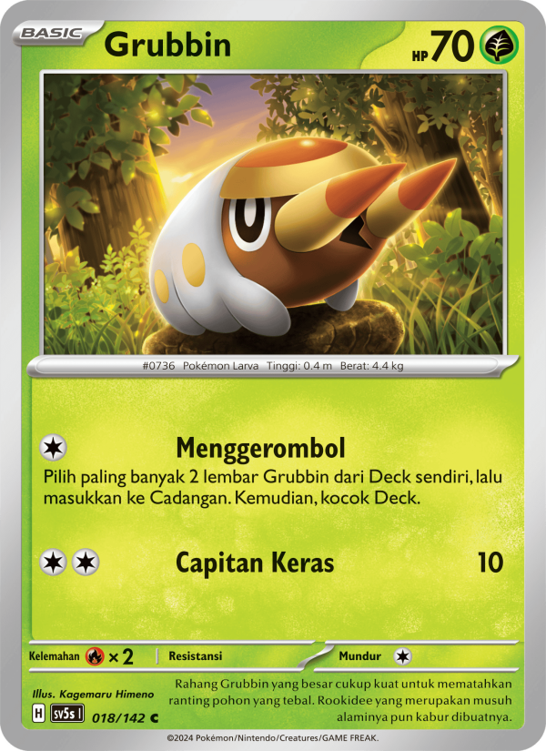 Grubbin 018 — Paradoks Andalan (Indonesian Pokémon TCG card)