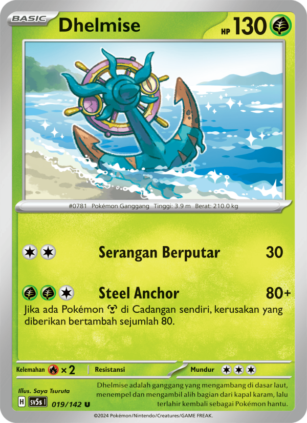 Dhelmise 019 — Paradoks Andalan (Indonesian Pokémon TCG card)