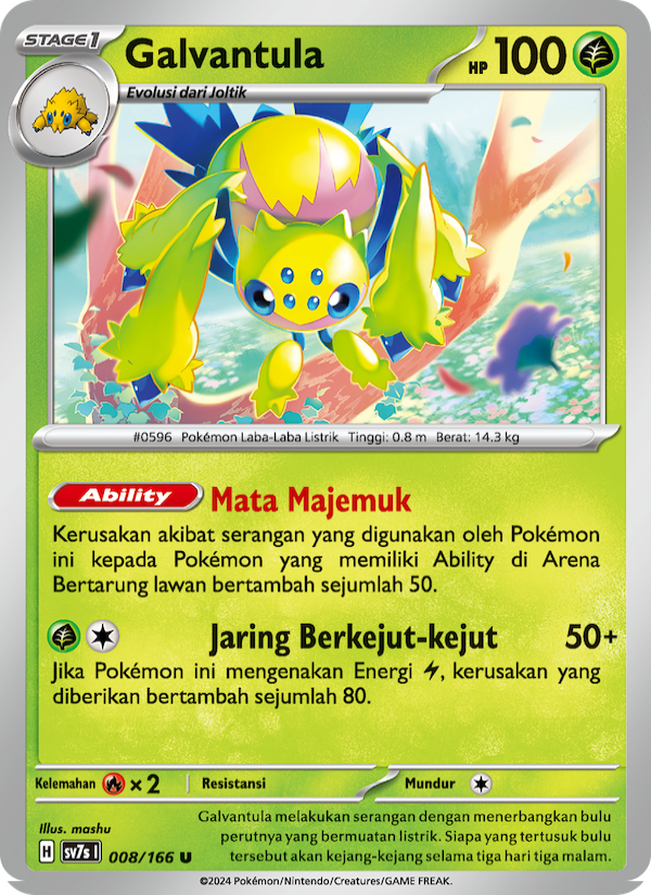 Galvantula 008 — Bimbingan Rasi (Indonesian Pokémon TCG card)