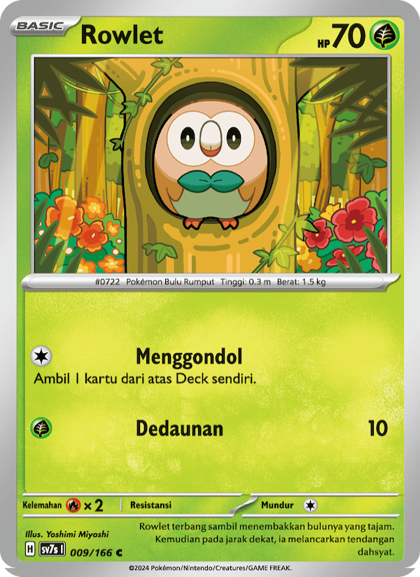Rowlet 009 — Bimbingan Rasi (Indonesian Pokémon TCG card)