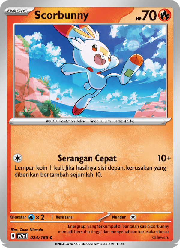 Scorbunny 024 — Bimbingan Rasi (Indonesian Pokémon TCG card)