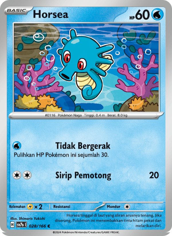 Horsea 028 — Bimbingan Rasi (Indonesian Pokémon TCG card)
