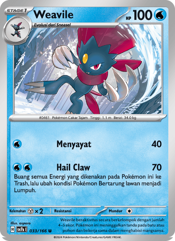 Weavile 033 — Bimbingan Rasi (Indonesian Pokémon TCG card)