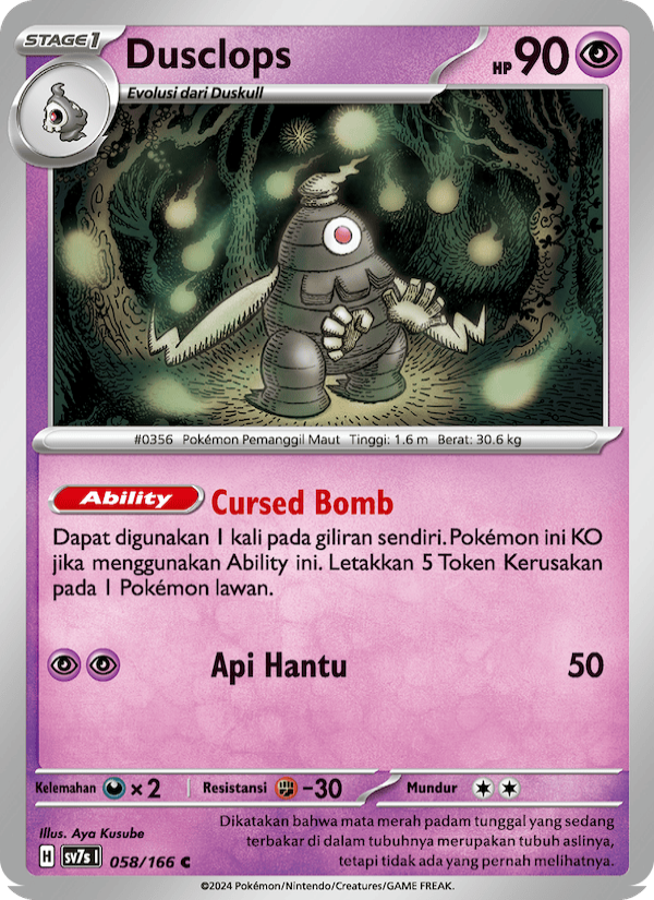 Dusclops 058 — Bimbingan Rasi (Indonesian Pokémon TCG card)