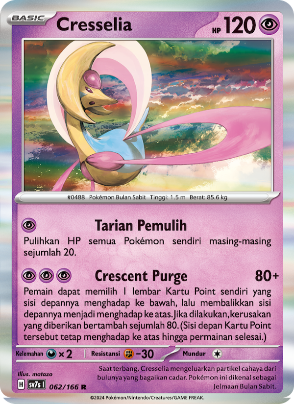 Cresselia 062 — Bimbingan Rasi (Indonesian Pokémon TCG card)