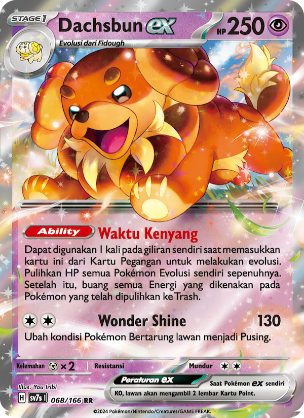 Dachsbun ex 068 — Bimbingan Rasi (Indonesian Pokémon TCG card)