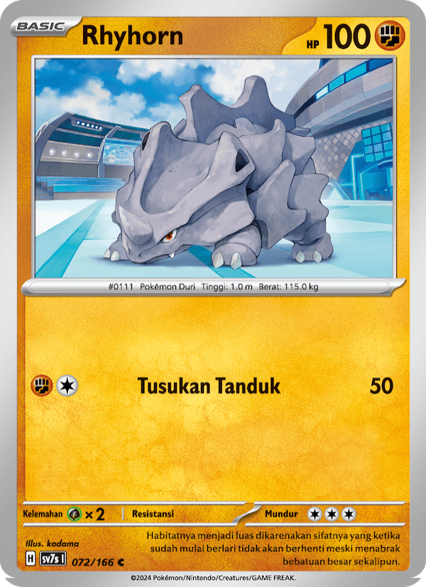 Rhyhorn 072 — Bimbingan Rasi (Indonesian Pokémon TCG card)