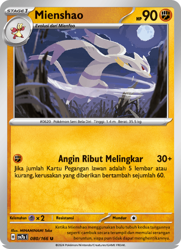 Mienshao 080 — Bimbingan Rasi (Indonesian Pokémon TCG card)