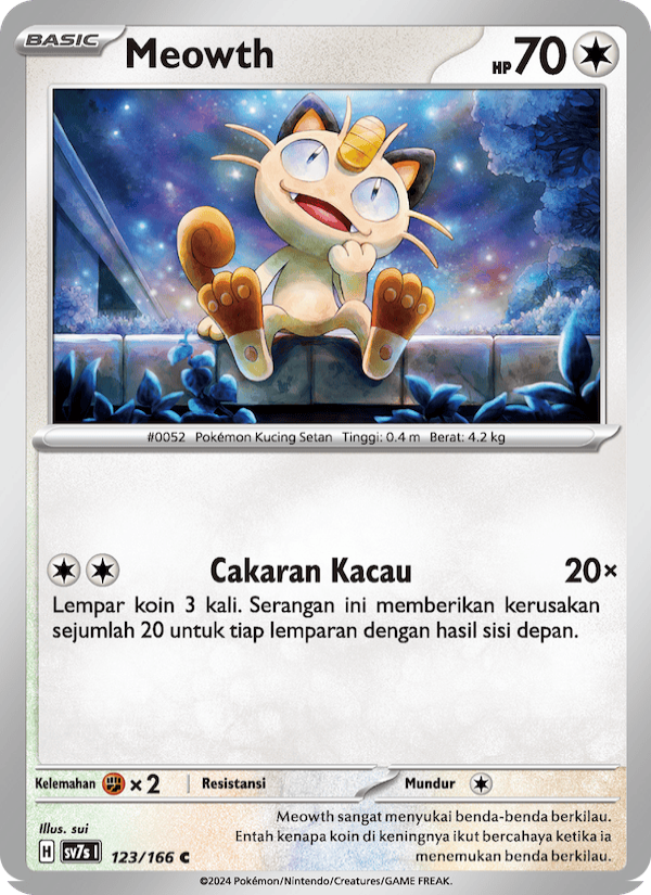 Meowth 123 — Bimbingan Rasi (Indonesian Pokémon TCG card)
