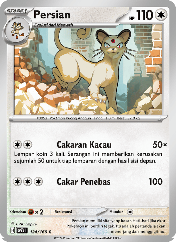 Persian 124 — Bimbingan Rasi (Indonesian Pokémon TCG card)