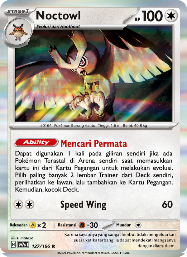 Noctowl 127 — Bimbingan Rasi (Indonesian Pokémon TCG card)
