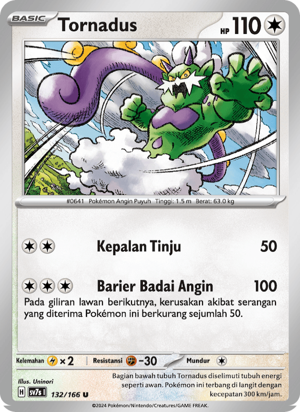 Tornadus 132 — Bimbingan Rasi (Indonesian Pokémon TCG card)