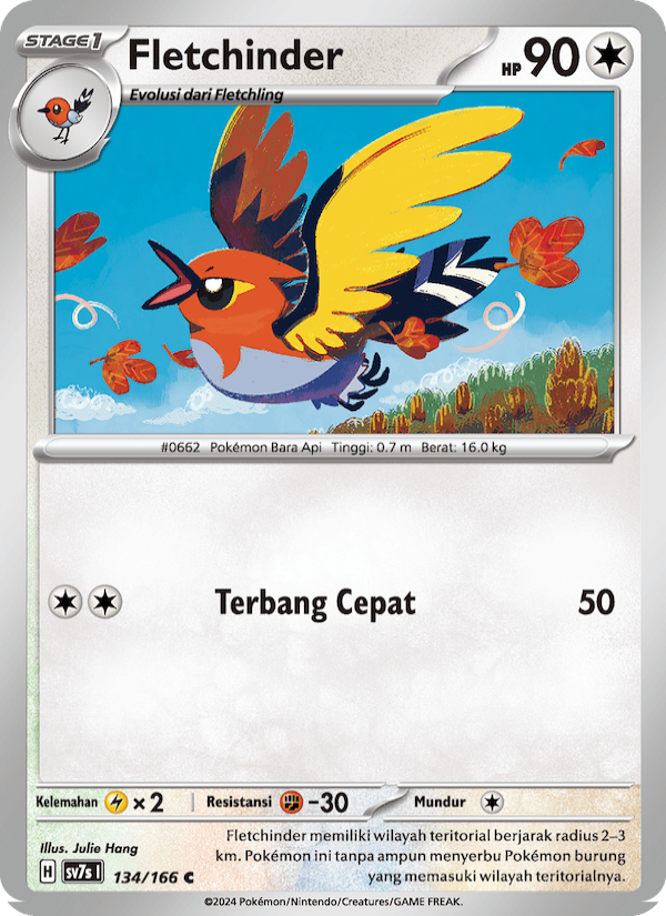 Fletchinder 134 — Bimbingan Rasi (Indonesian Pokémon TCG card)