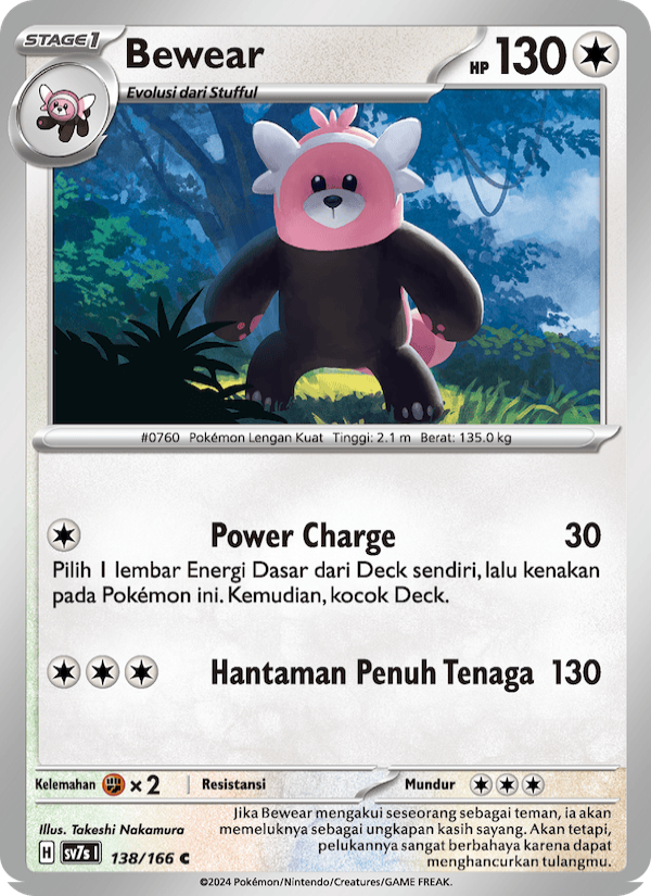 Bewear 138 — Bimbingan Rasi (Indonesian Pokémon TCG card)