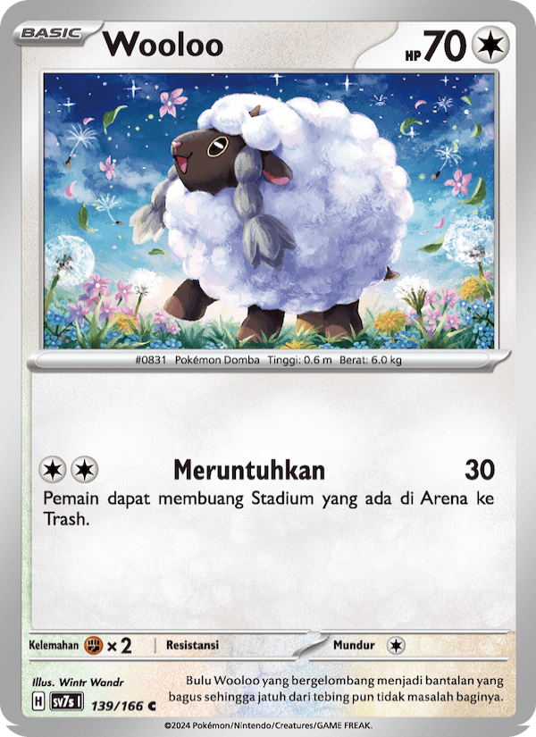 Wooloo 139 — Bimbingan Rasi (Indonesian Pokémon TCG card)