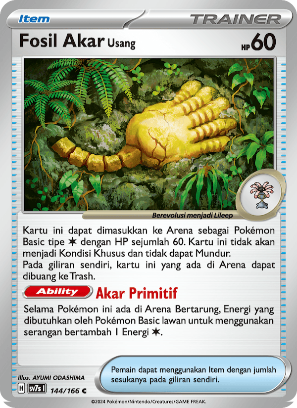 Fosil Akar Usang‌ 144 — Bimbingan Rasi (Indonesian Pokémon TCG card)