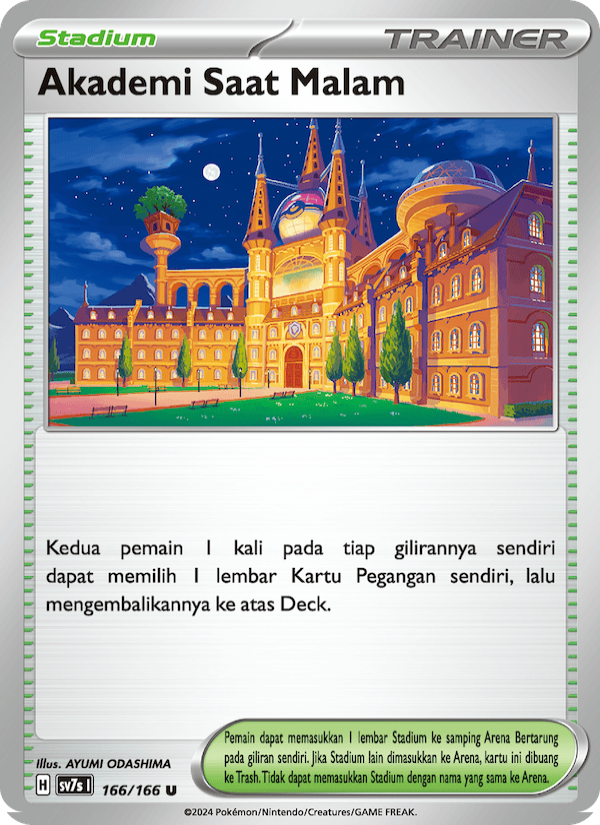 Akademi Saat Malam 166 — Bimbingan Rasi (Indonesian Pokémon TCG card)