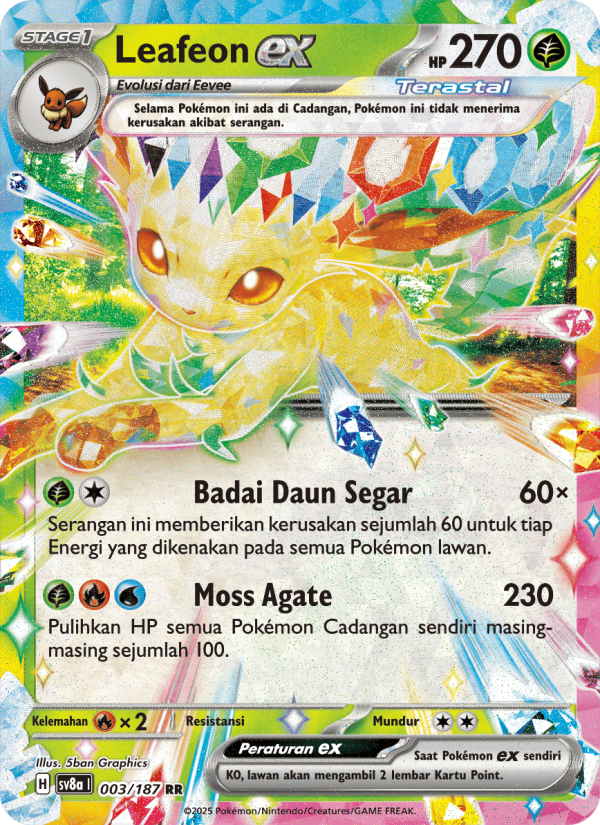 Leafeon ex 003 — Festival Terastal ex (Indonesian Pokémon TCG card)