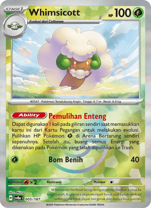 Whimsicott 005 — Festival Terastal ex (Indonesian Pokémon TCG card)