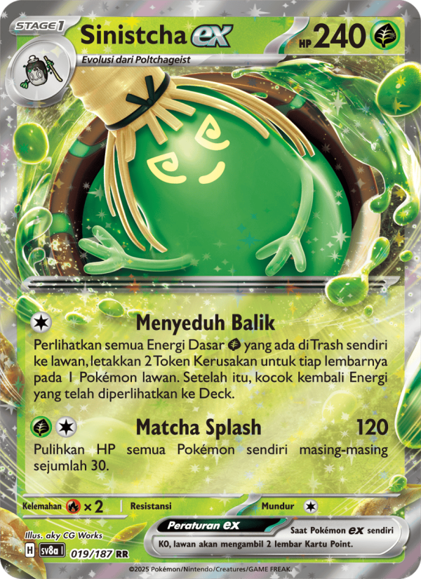 Sinistcha ex 019 — Festival Terastal ex (Indonesian Pokémon TCG card)