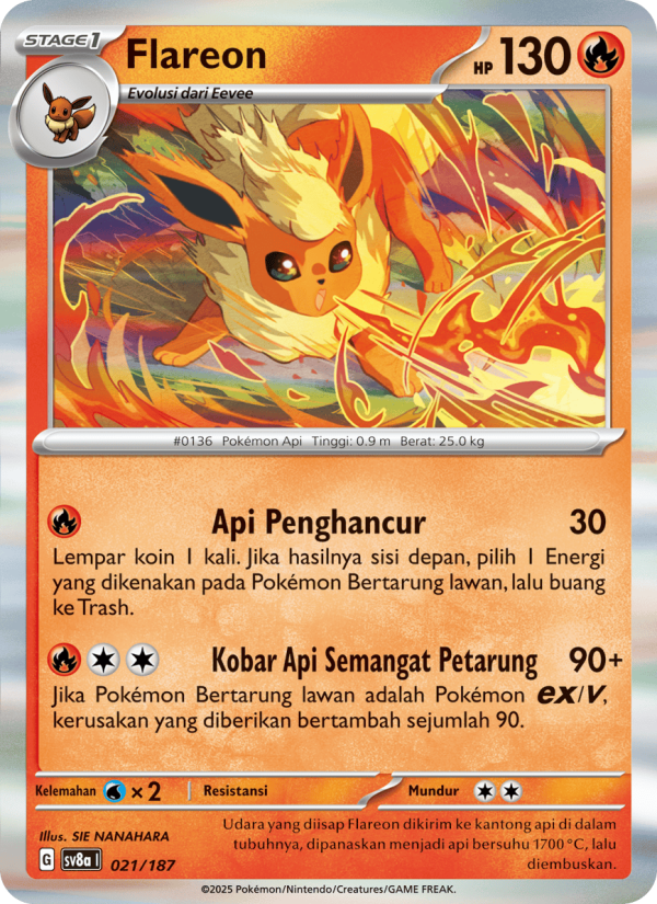 Flareon 021 — Festival Terastal ex (Indonesian Pokémon TCG card)