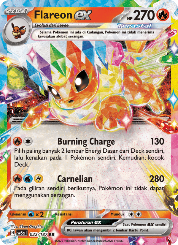 Flareon ex 022 — Festival Terastal ex (Indonesian Pokémon TCG card)