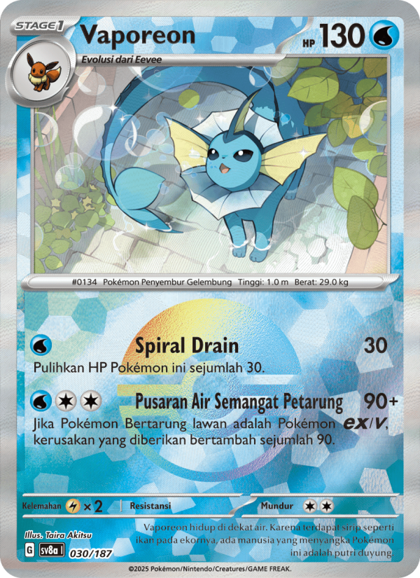 Vaporeon 030 — Festival Terastal ex (Indonesian Pokémon TCG card)