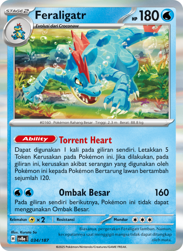 Feraligatr 034 — Festival Terastal ex (Indonesian Pokémon TCG card)
