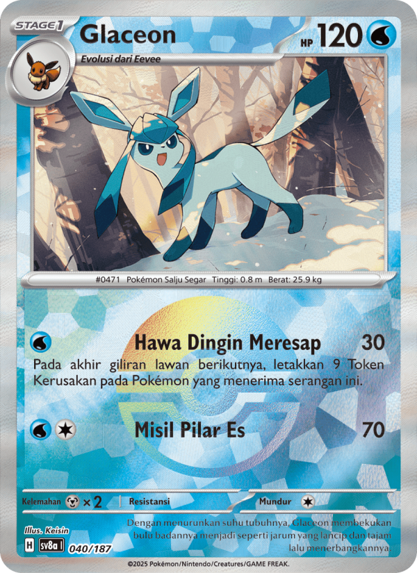 Glaceon 040 — Festival Terastal ex (Indonesian Pokémon TCG card)