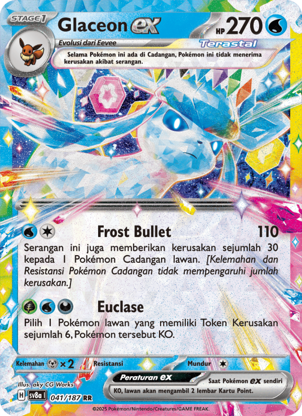 Glaceon ex 041 — Festival Terastal ex (Indonesian Pokémon TCG card)