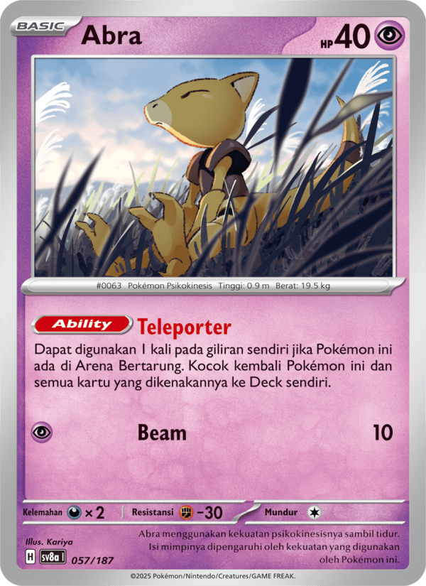 Abra 057 — Festival Terastal ex (Indonesian Pokémon TCG card)