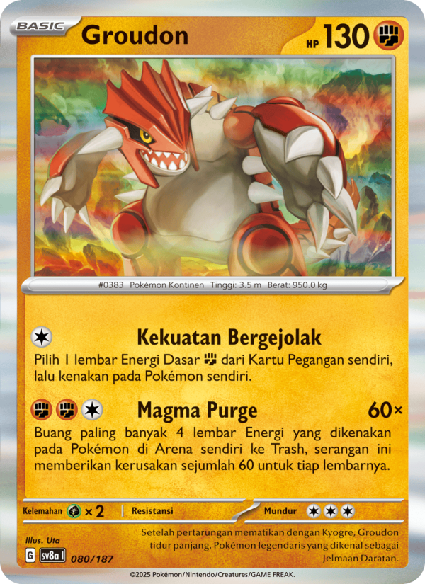 Groudon 080 — Festival Terastal ex (Indonesian Pokémon TCG card)