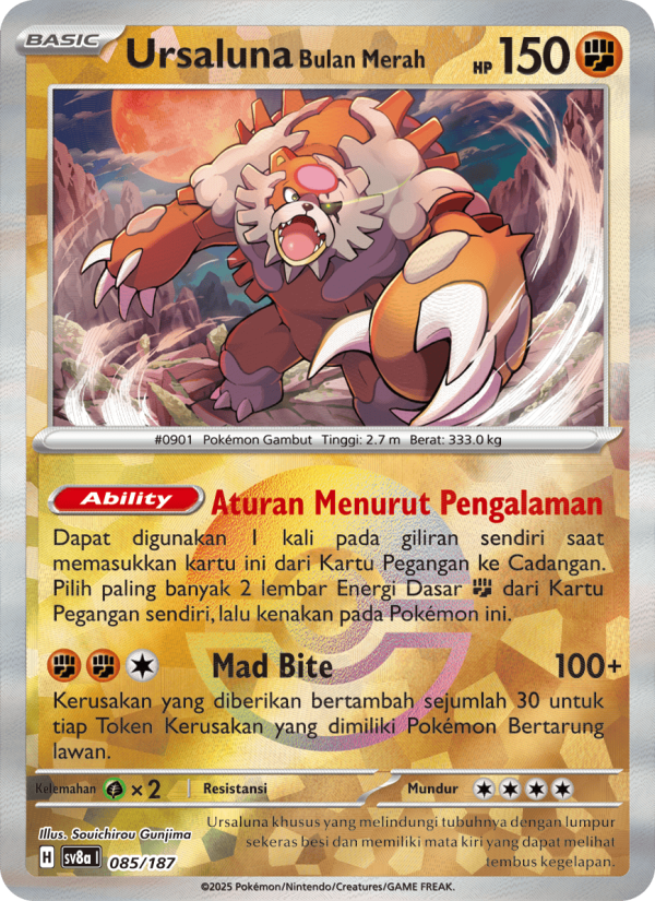 Ursaluna Bulan Merah 085 — Festival Terastal ex (Indonesian Pokémon TCG card)