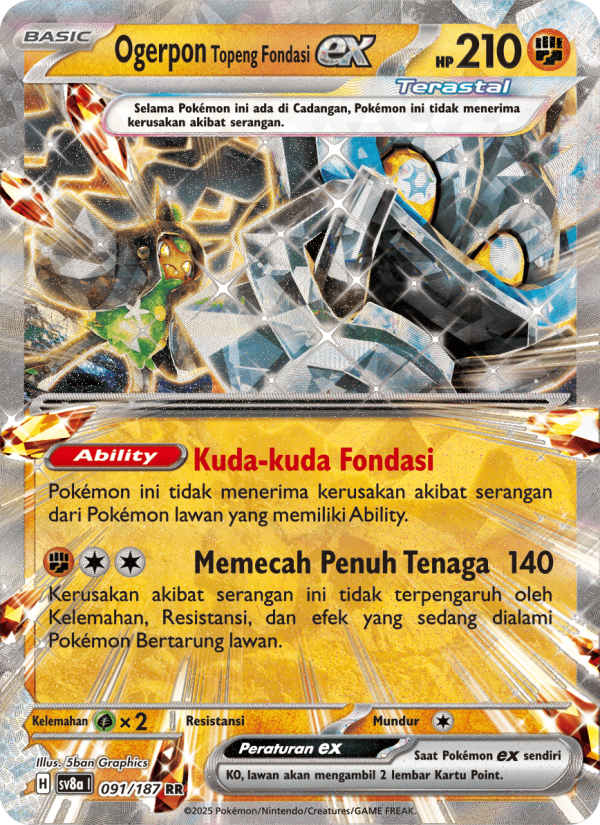 Ogerpon Topeng Fondasi ex 091 — Festival Terastal ex (Indonesian Pokémon TCG card)