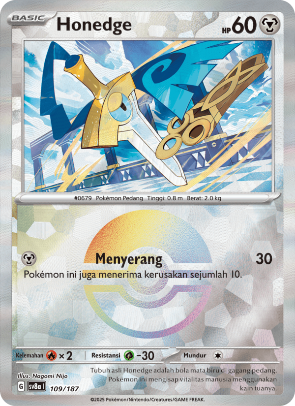 Honedge 109 — Festival Terastal ex (Indonesian Pokémon TCG card)