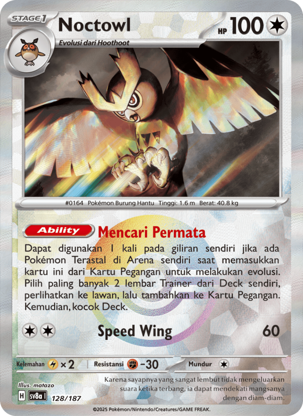Noctowl 128 — Festival Terastal ex (Indonesian Pokémon TCG card)