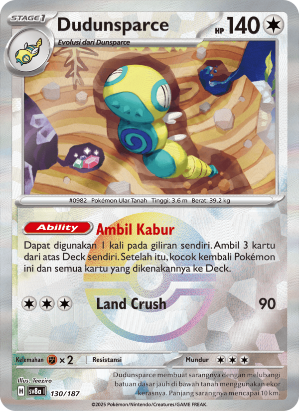 Dudunsparce 130 — Festival Terastal ex (Indonesian Pokémon TCG card)