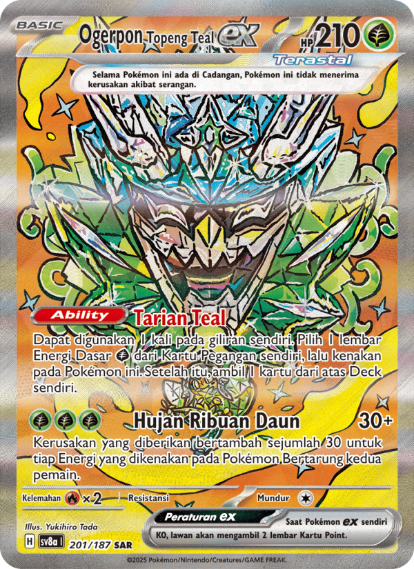 Ogerpon Topeng Teal ex 201 — Festival Terastal ex (Indonesian Pokémon TCG card)