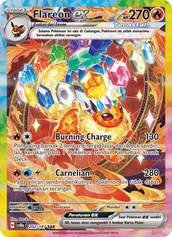 Flareon ex 202 — Festival Terastal ex (Indonesian Pokémon TCG card)