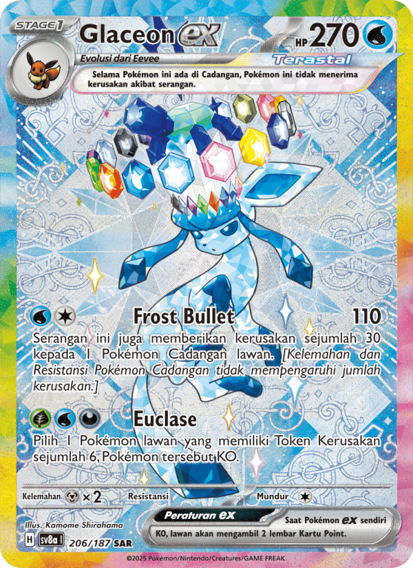 Glaceon ex 206 — Festival Terastal ex (Indonesian Pokémon TCG card)