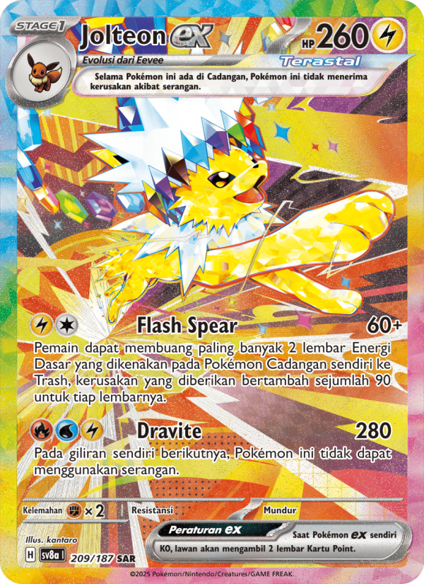 Jolteon ex 209 — Festival Terastal ex (Indonesian Pokémon TCG card)