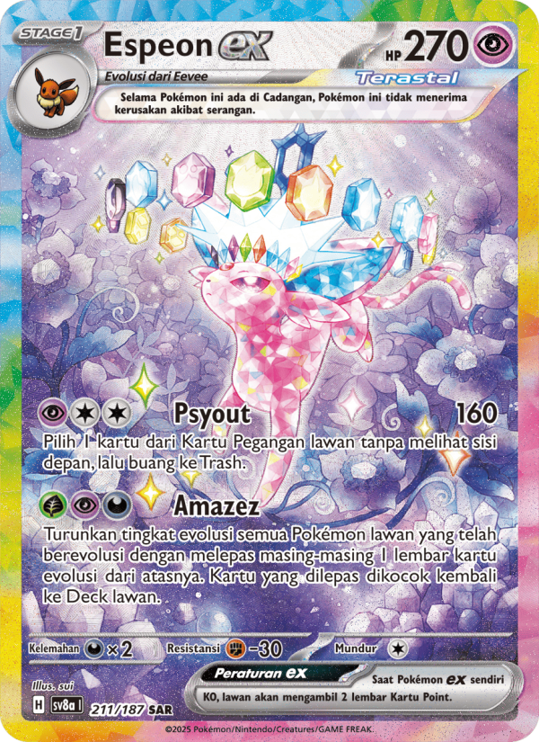 Espeon ex 211 — Festival Terastal ex (Indonesian Pokémon TCG card)