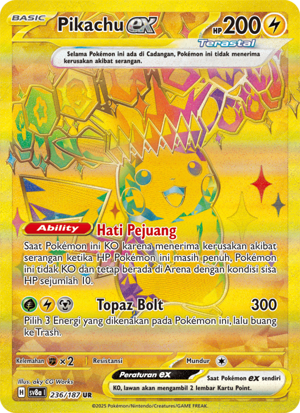 Pikachu ex 236 — Festival Terastal ex (Indonesian Pokémon TCG card)