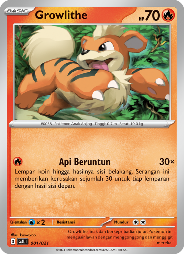 Growlithe 001 — Sprigatito & Lucario ex (Indonesian Pokémon TCG card)