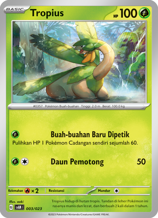Tropius 003 — Fuecoco & Ampharos ex (Indonesian Pokémon TCG card)