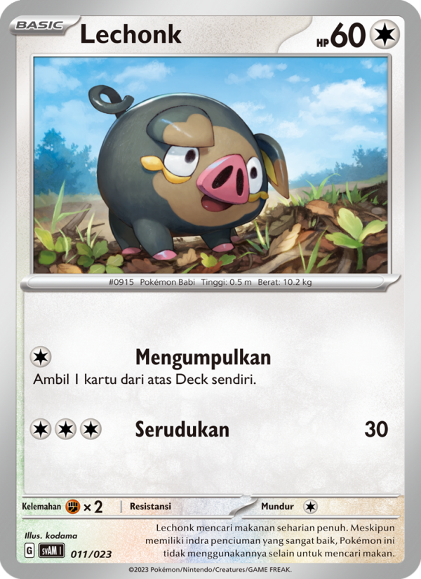 Lechonk 011 — Fuecoco & Ampharos ex (Indonesian Pokémon TCG card)