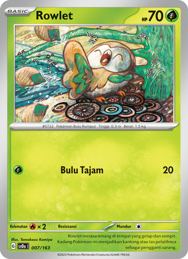 Rowlet 007 — Deck Ringkas ex (Indonesian Pokémon TCG card)